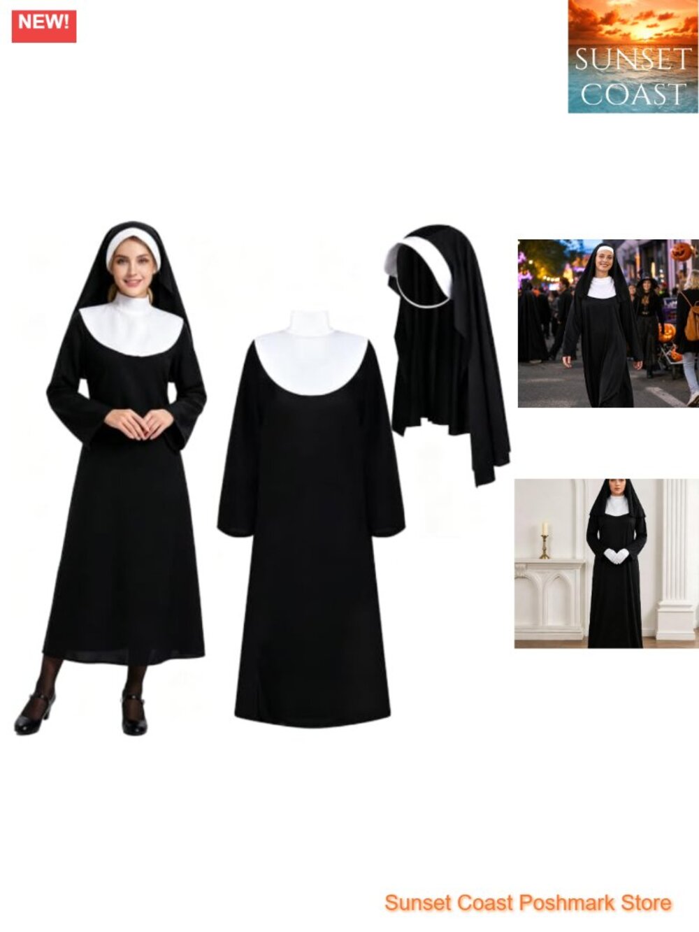 Nun Costume Women Halloween Outfit Cosplay Party Dress Up